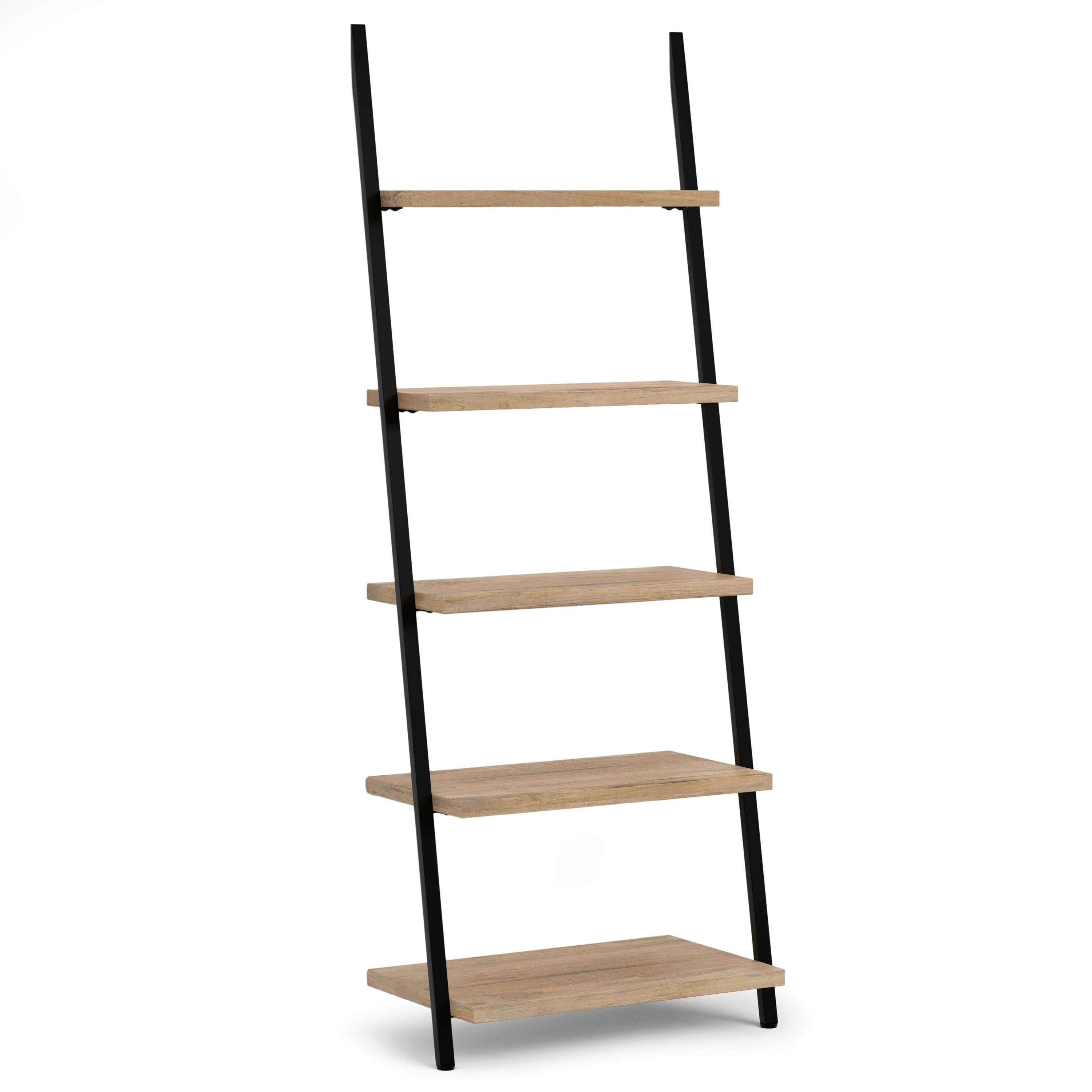 Trent Natural Mango Wood and Black Metal Ladder Shelf
