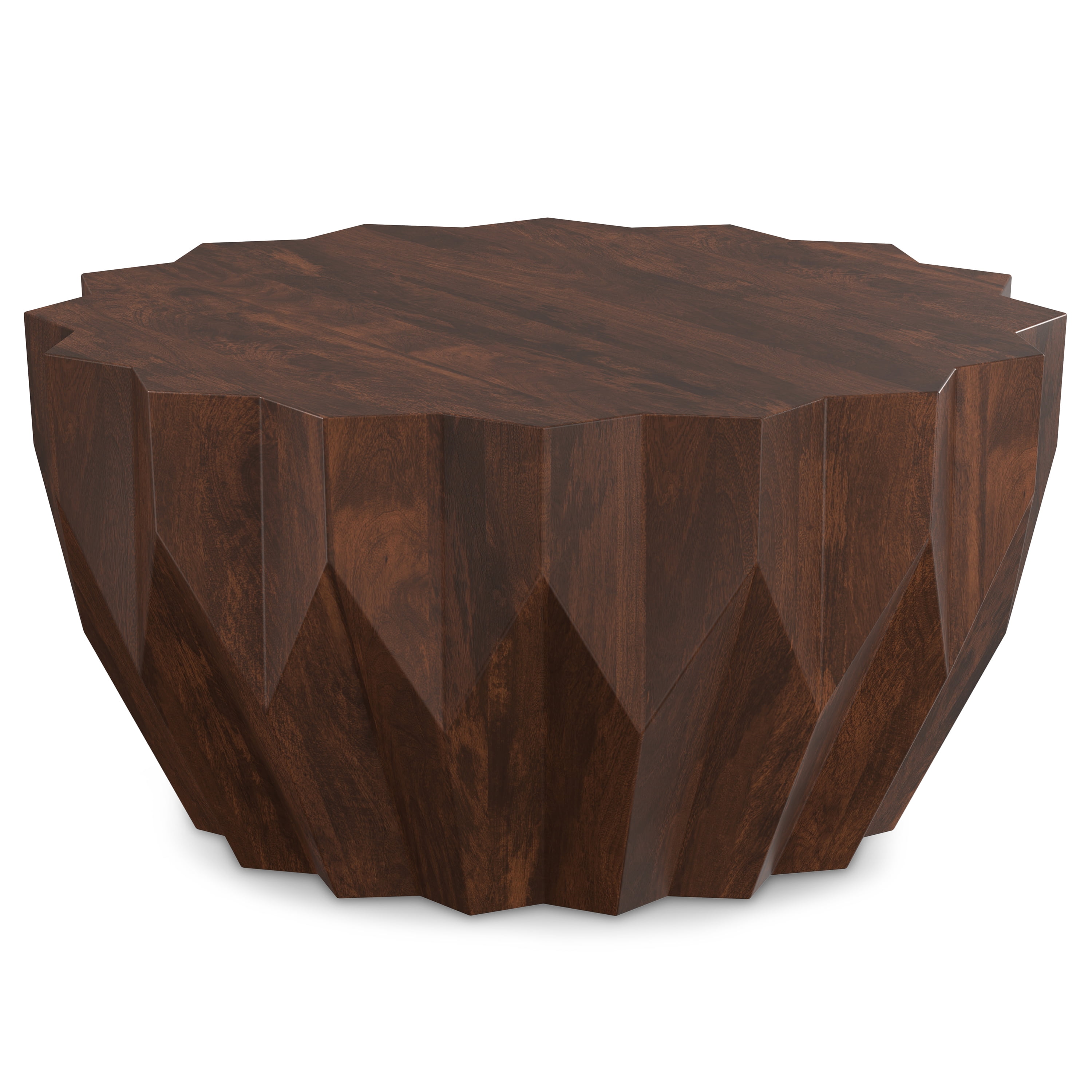 Turnbull Round Walnut Mango Wood Geometric Coffee Table