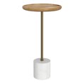 thumbnail image 1 of Turner 12 inch Wide Solid Mango/Genuine Marble/Iron Modern End Table in Natural/Antique Brass/White, 1 of 9