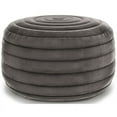 thumbnail image 1 of Vivienne Boho Round Pouf in Grey Velvet Fabric, 1 of 4