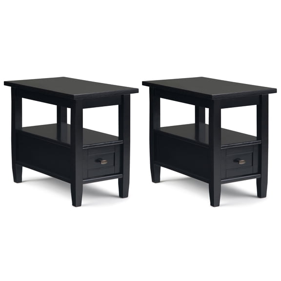 Warm Shaker 14 " Solid Wood Transitional Narrow End Table in Black (Setof 2)