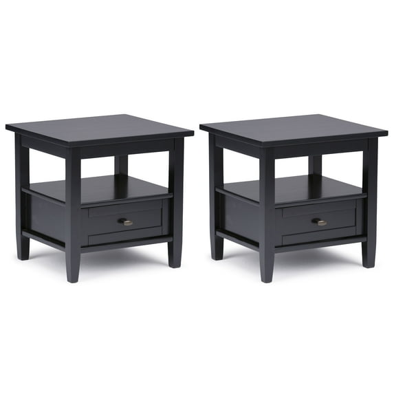 Warm Shaker 20 inch Solid Wood Transitional End Table in Black (Set of 2)