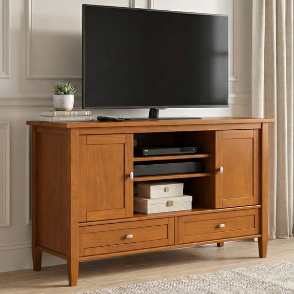 Simpli Home Warm Shaker 47W TV Stand with Drawers, Doors and Shelves