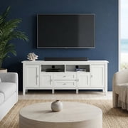 Simpli Home Warm Shaker Wood 72" TV Media Stand in White For TVs up to 80"