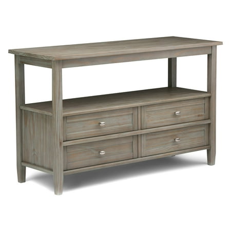 Simpli Home - Warm Shaker SOLID WOOD 48 inch Wide Transitional Console Sofa Table in Distressed Grey - Distressed Gray