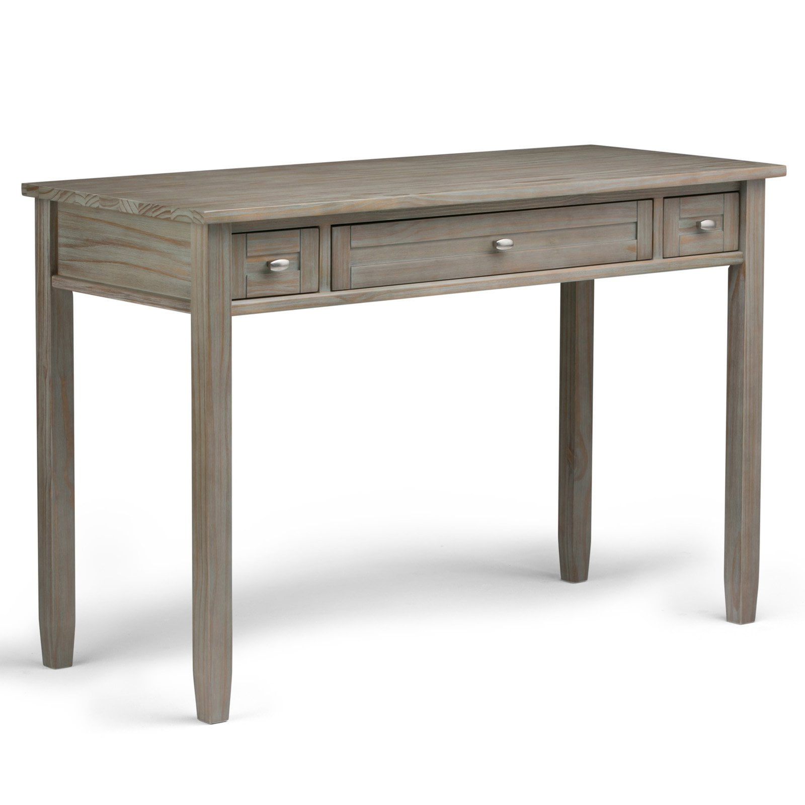 Distressed Grey Solid Wood Desk with Slide-Out Keyboard Tray