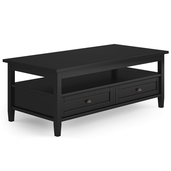 Simpli Home Warm Shaker Solid Wood 48 inch Wide Transitional Coffee Table in Black