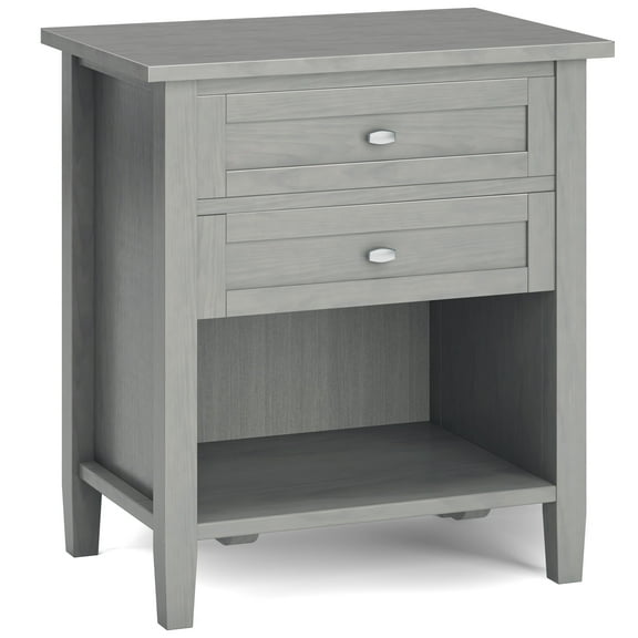 Warm Shaker Solid Wood 24 inch Wide Transitional Nightstand in Fog Grey