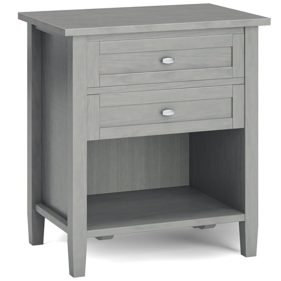 Warm Shaker Solid Wood 24 inch Wide Transitional Nightstand in Fog Grey