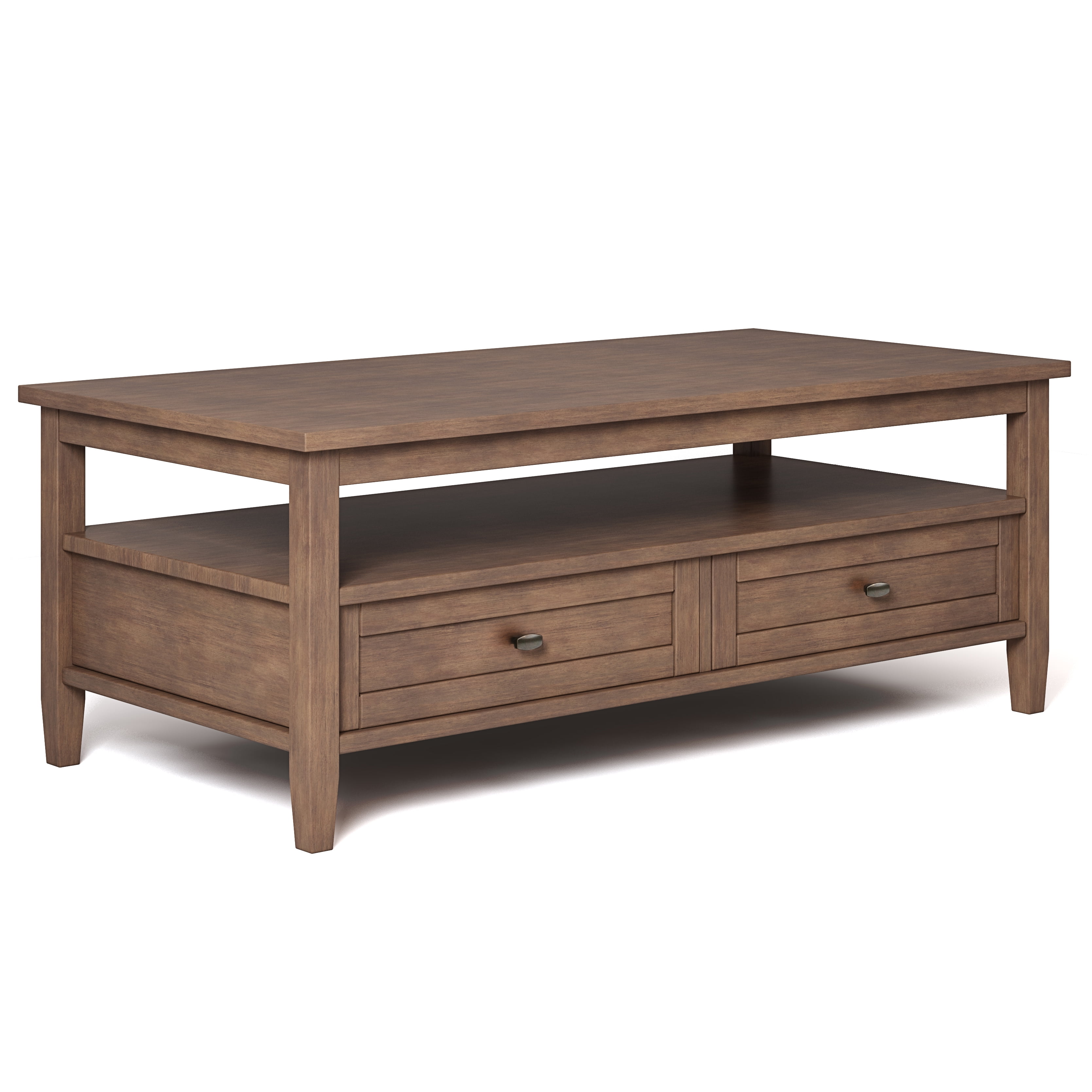 Rustic Natural Aged Brown Wood Coffee Table with Storage