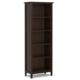thumbnail image 1 of Warm Shaker 72 inch x 26 inch Solid Wood Transitional 5 Shelf Bookcase in Tobacco Brown, 1 of 13