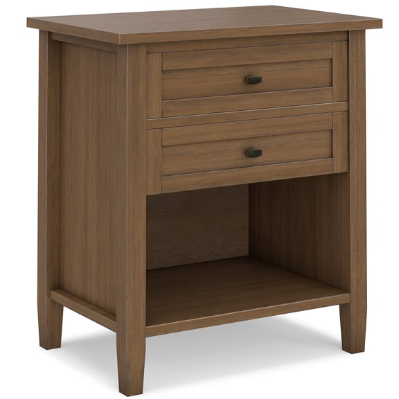Simpli Home Warm Shaker Solid Wood 24 inch Wide Transitional Nightstand in Rustic Natural Aged Brown