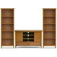 thumbnail image 1 of Warm Shaker Solid Wood Transitional 47 inch Wide TV Stand with Two 26 inch Wide Bookcases in Light Golden Brown (Set of 3), 1 of 10