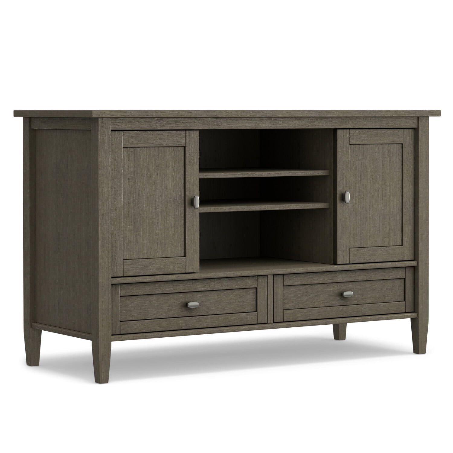 Farmhouse Gray Solid Wood TV Media Stand with Storage