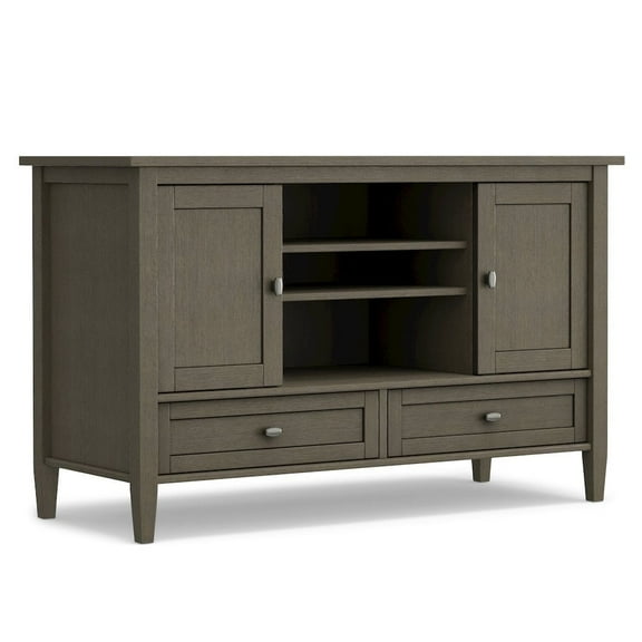 Warm Shaker 47 inch Wide Solid Wood TV Stand in Farmhouse Grey For TVs up to 50 inches