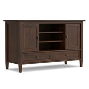 Simpli Home Warm Shaker TV Media Stand in Russet Brown