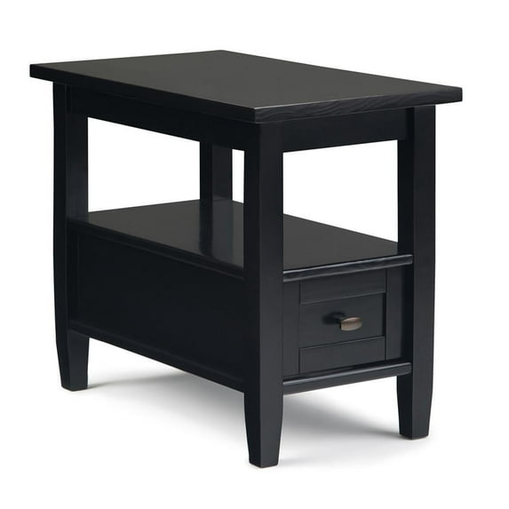 Warm Shaker Solid Wood 14 inch Wide Transitional Narrow Side Table in Black