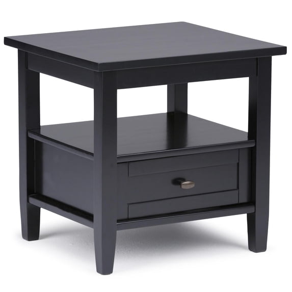 Simpli Home Warm Shaker Solid Wood 20 inch Wide Transitional End Table in Black
