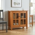 thumbnail image 1 of Simpli Home Warm Shaker 32 inch Wide Solid Wood Transitional Low Storage Cabinet in Light Golden Brown, 1 of 12