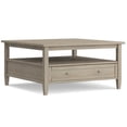 thumbnail image 1 of Simpli Home Warm Shaker 36 inch Wide Solid Wood Transitional Square Coffee Table in Distressed Grey, 1 of 12