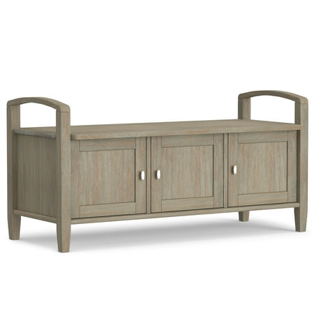 Simpli Home - Warm Shaker Entryway Storage Bench - Distressed Gray