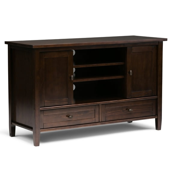 Warm Shaker 47 inch Wide Solid Wood TV Stand in Tobacco Brown For TVs up to 50 inches
