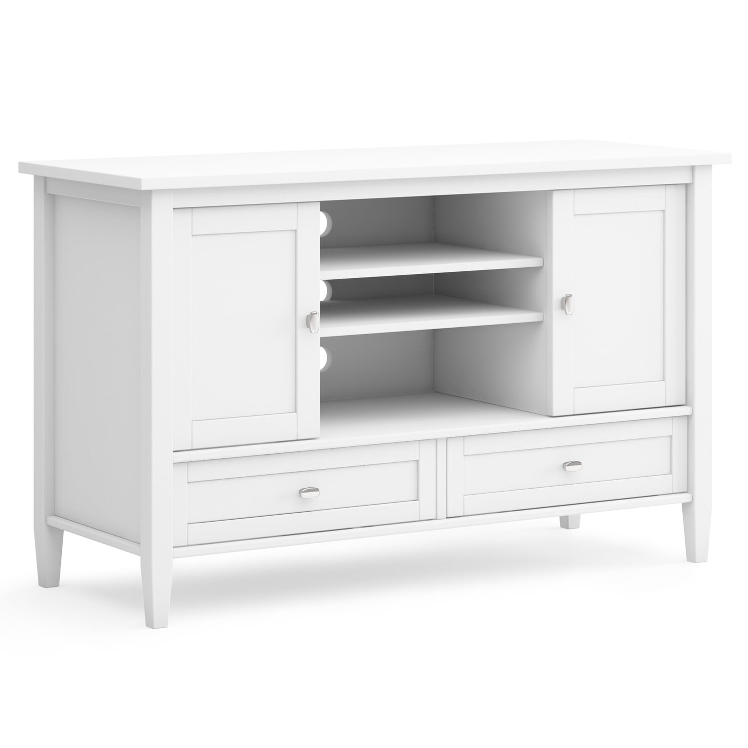 White Solid Pine Wood TV Media Stand for TVs up to 50 inches