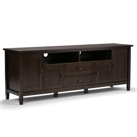 Simpli Home - Warm Shaker SOLID WOOD 72 inch Wide Transitional TV Media Stand in Tobacco Brown For TVs up to 80 inches - Tobacco Brown