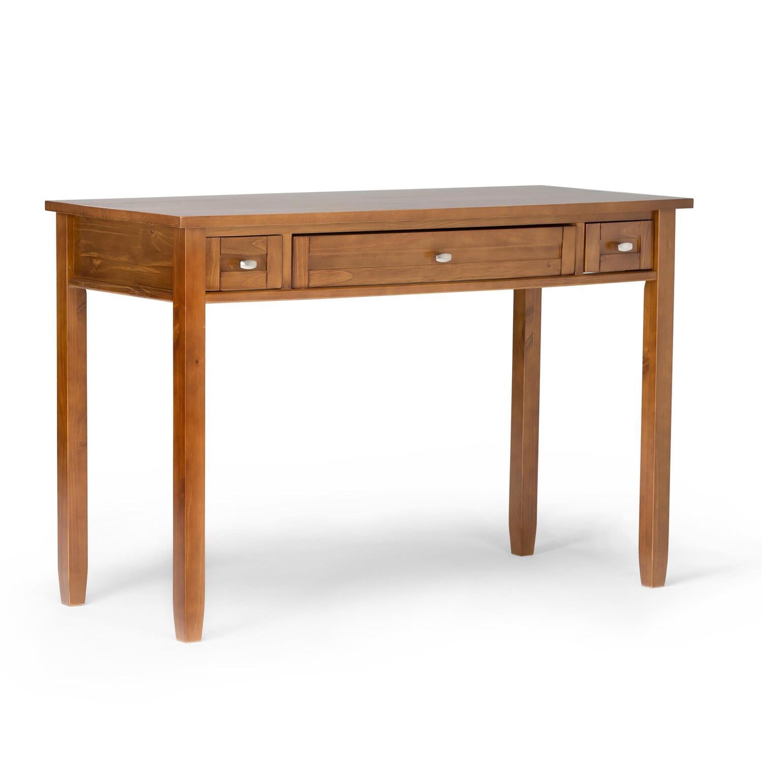 Light Golden Brown Wood Writing Desk with Drawer and Keyboard Tray