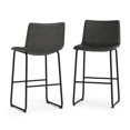 thumbnail image 1 of Simpli Home Warner Bar Stool (Set of 2) in Distressed Charcoal Grey Faux Leather, 1 of 12