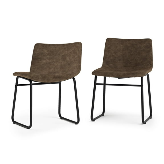 Simpli Home Warner Mid Century Dining Chair (Set of 2) in Distressed Brown