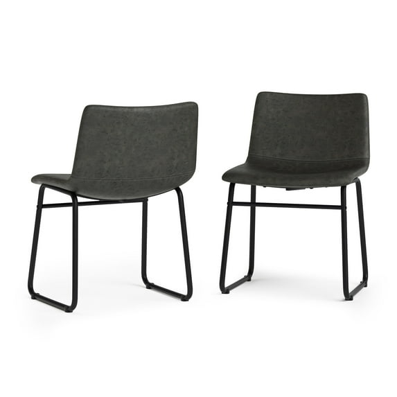 Simpli Home Warner Modern Dining Chair (Set of 2) in Distressed Charcoal Grey