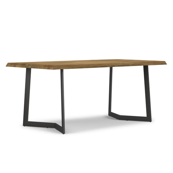 Simpli Home Watkins SOLID MANGO WOOD and Metal 72 inch x 36 inch Rectangle Modern Dining Table with Inverted Metal Base in Light Brown