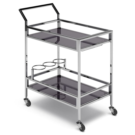 Simpli Home Watts 26 Inch Bar Cart In Chrome