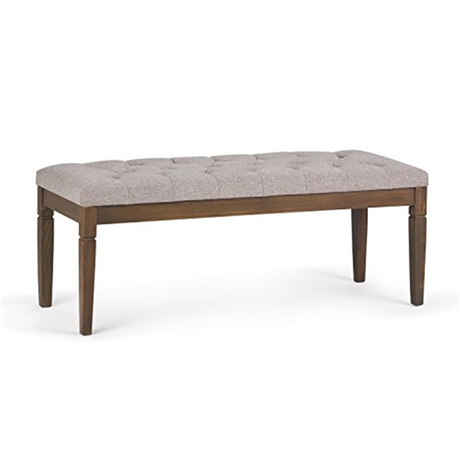 Simpli Home Waverly Tufted Ottoman Bench - Cloud Grey Linen Look, Upholstered Storage Bench For Living Room, Bedroom, Entryway