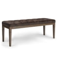 thumbnail image 1 of Waverly 48 inch Wide Traditional Rectangle Tufted Ottoman Bench in Distressed Brown Vegan Leather, 1 of 4