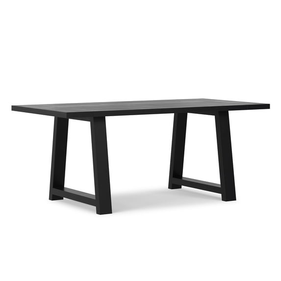 Simpli Home Whitley 72 inch Wide Solid Mango Farmhouse Dining Table in Black