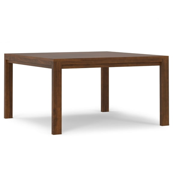 Simpli Home Wilson 54 inch x 54 inch Square Transitional Dining Table in Walnut Veneer