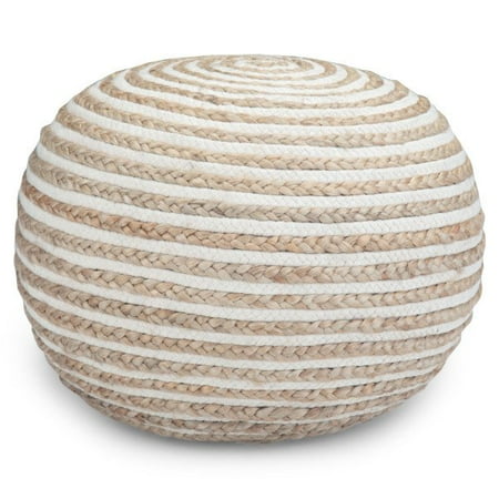 Simpli Home - Yolanda Round Contemporary Polystyrene/Cotton Pouf - Natural