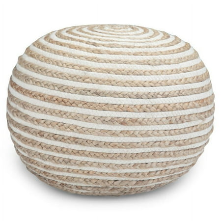 Simpli Home - Yolanda Round Contemporary Polystyrene/Cotton Pouf - Natural