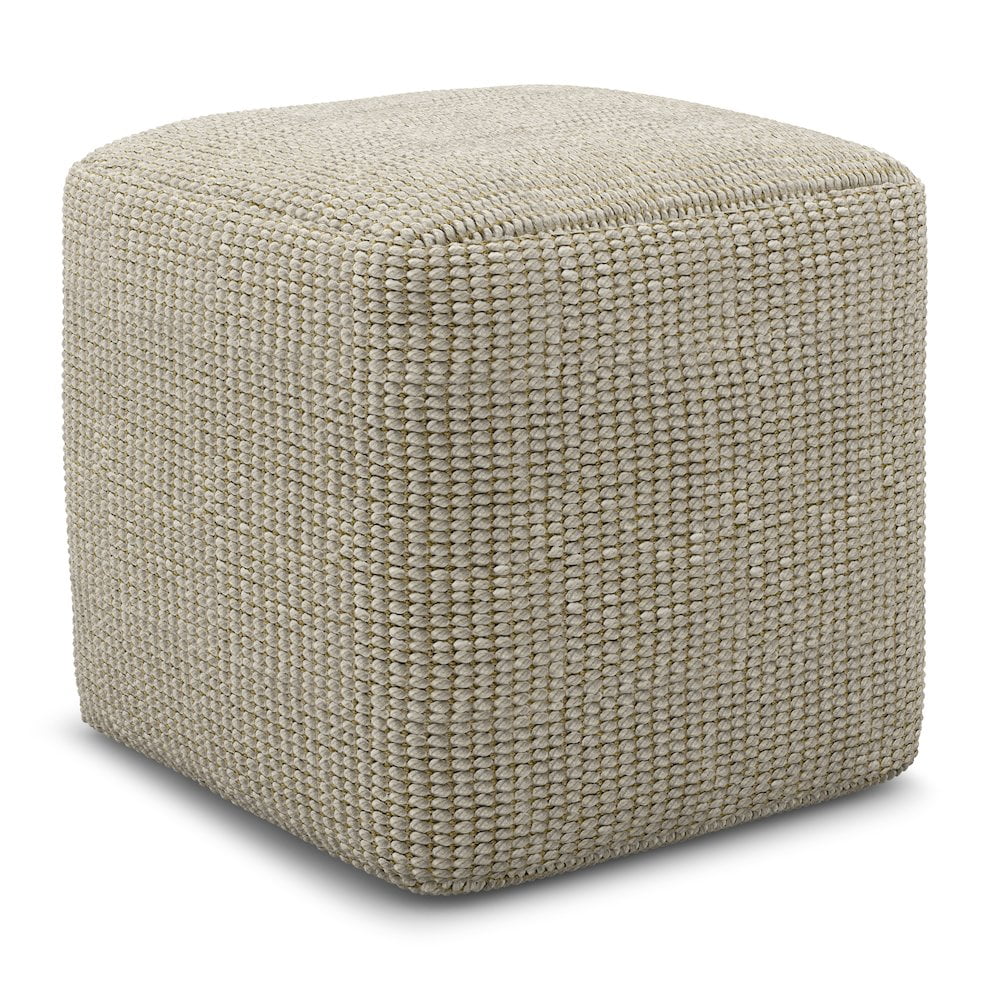Zelma 18" Square Nude Woven Polyester Pouf