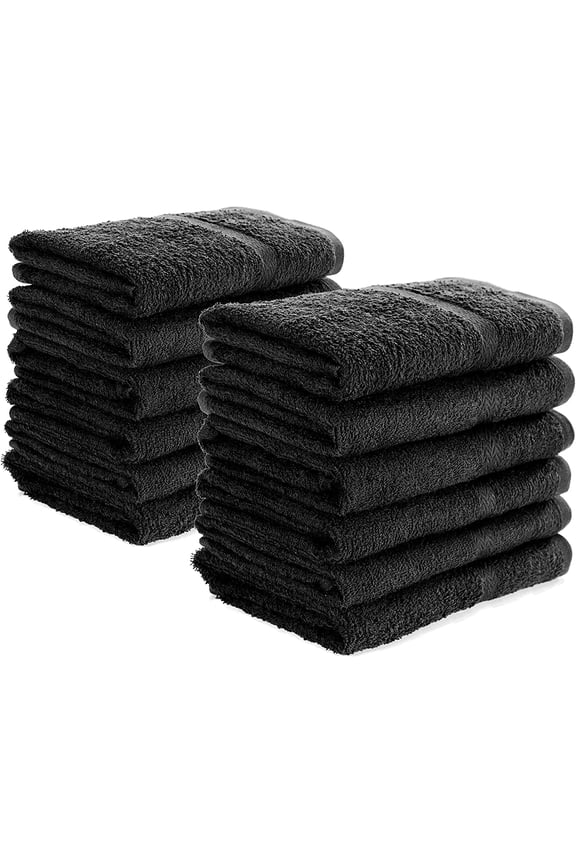 Hand Towels, Multipurpose Cotton Towels for Bathroom Use & More, 16" x 27", Black