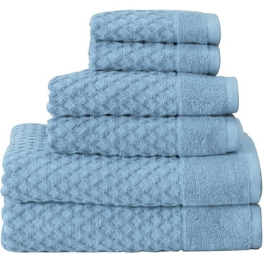 Simpli-Magic 8-Pc Bath Towel Set Cotton Diamond Waffle Towels for Bathroom, Blue