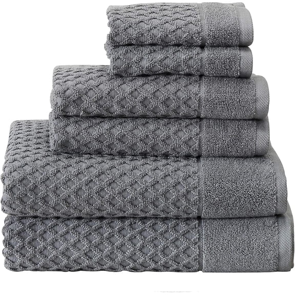 Simpli-Magic 8-Pc Bath Towel Set Cotton Diamond Waffle Towels for Bathroom, Gray