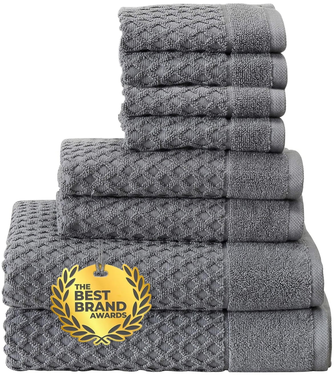 Simpli Magic 8 Pc Bath Towel Set Cotton Diamond Waffle Towels for