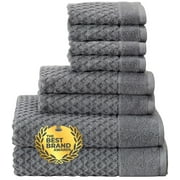 Simpli-Magic 8-Pc Bath Towel Set Cotton Diamond Waffle Towels for Bathroom, Gray