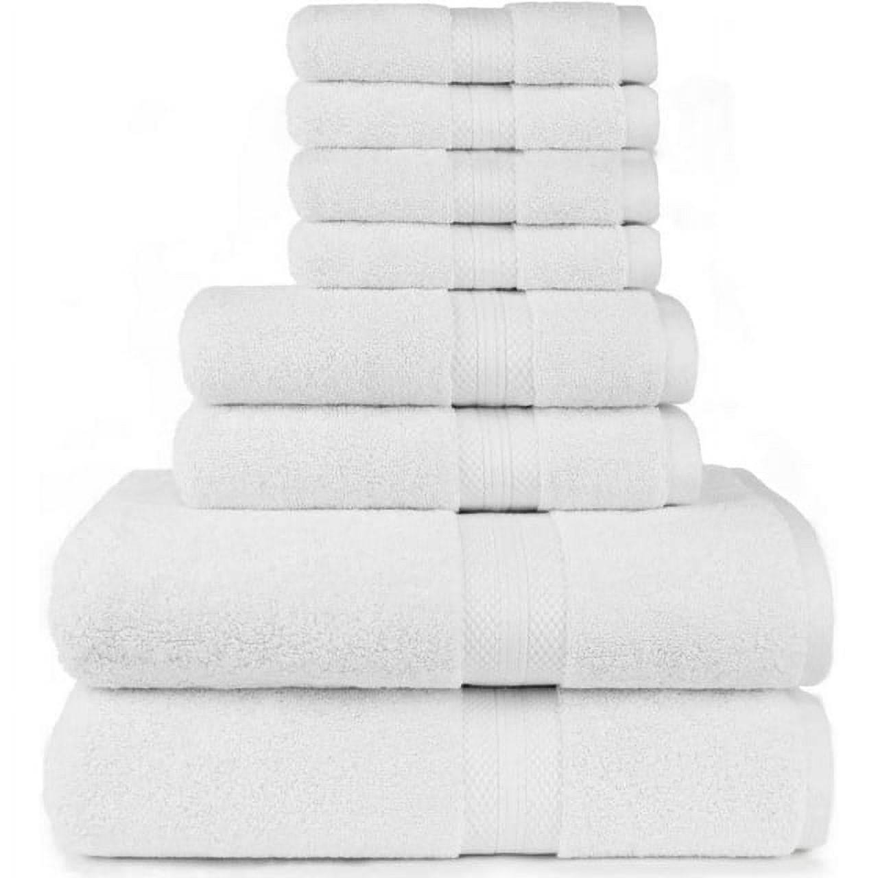 SimpliMagic 8Pc Bathroom Towel Set White Bath Towels, Hand Towels