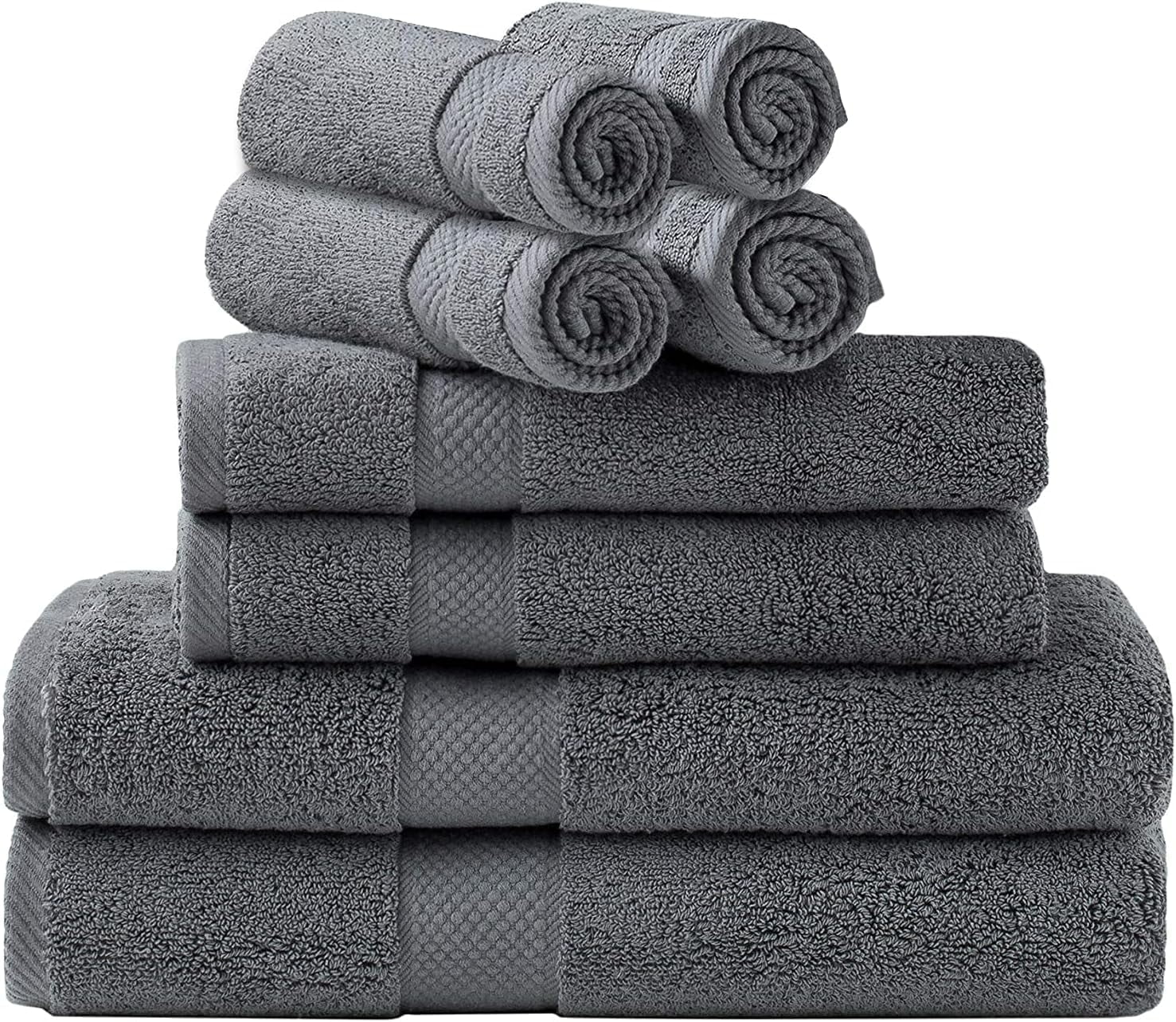 Simpli-Magic 100% Ringspun Cotton Luxury Bathroom Towel Set for Hotel & Spa, 8-Piece, Gray - Walmart.com
