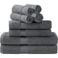 thumbnail image 1 of Simpli-Magic 100% Ringspun Cotton Luxury Bathroom Towel Set for Hotel & Spa, 8-Piece, Gray, 1 of 10