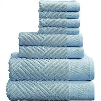Simpli-Magic 100% Organic Cotton Luxury Bathroom Towel Set for Hotel & Spa, 8-Piece, Blue